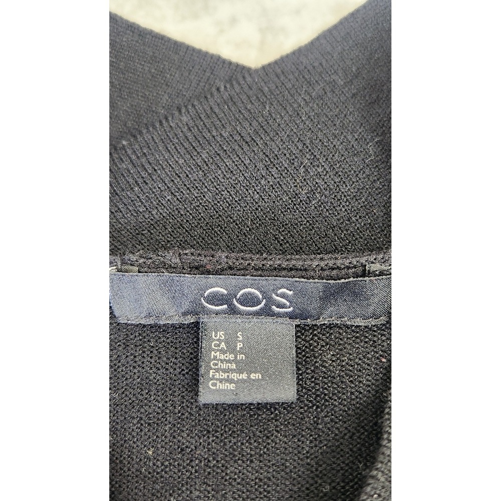 COS Mock Neck Wool A-Line Mini Dress Women S Black Long Sleeve Minimalist Luxury - Picture 4 of 9